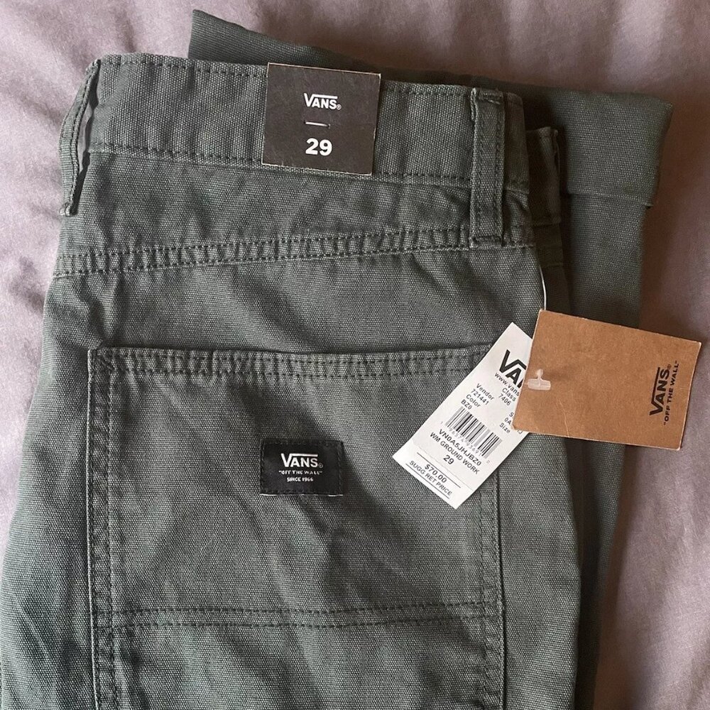 Vans Cargo Ground Work Pants Sz 29 Women's Green New With Tags